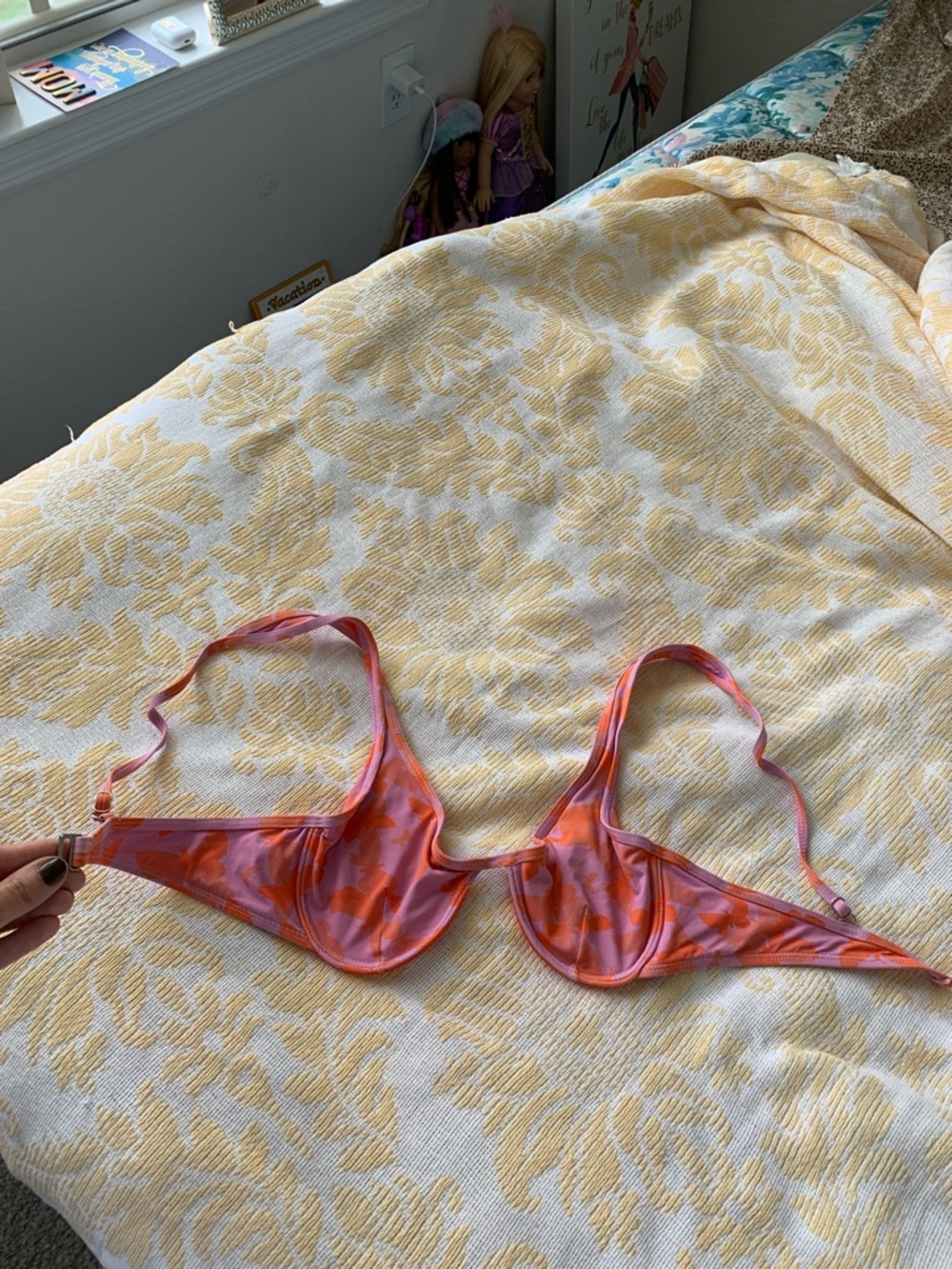 Pink & Orange Marble Underwire Bikini Top